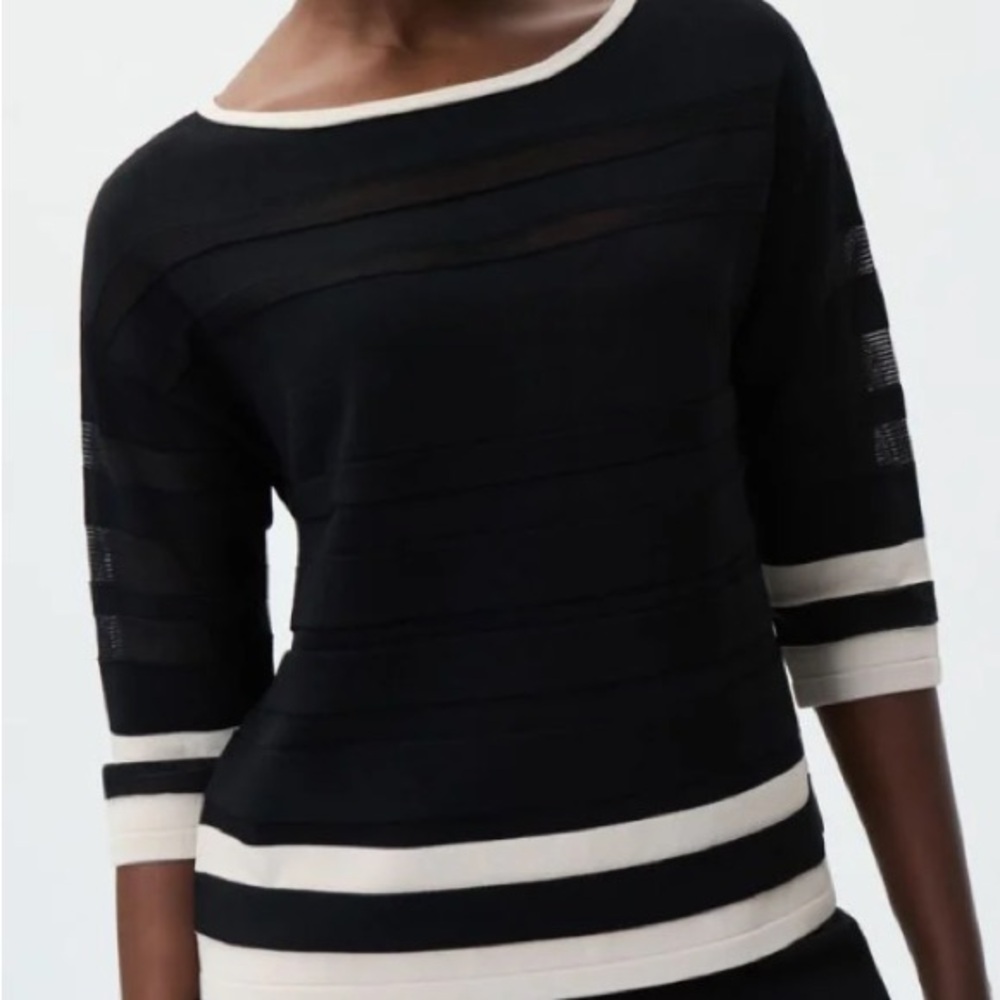 NWT - Joseph Ribkoff Black/Moonstone Knit Top/Sweater XS